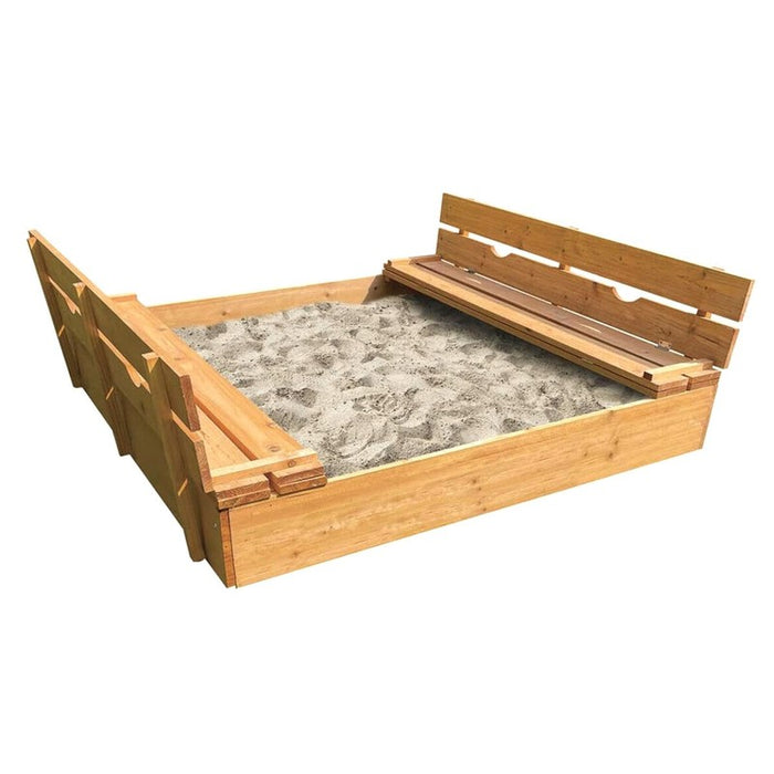Sandpit Wooden With Folding Benches Kids Square Homemaster Outdoor Sandbox 120cm