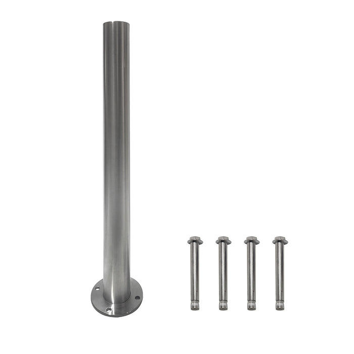 Stainless Steel Surface Mounted Bollard 90 x ⌀9cm Carpark Barrier Heavy-duty