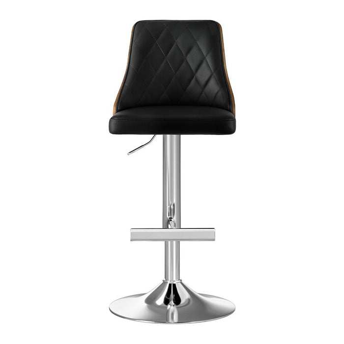 Artiss 4X Bar Stool Wood Swivel Adjustable Kitchen Counter Stool Leather Black