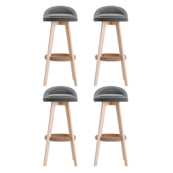 Artiss 4x Bar Stools Padded Linen Wooden Grey