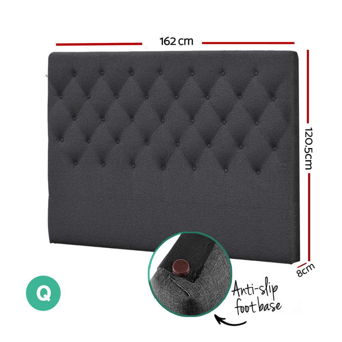 Artiss Bed Head Headboard Queen Size Fabric - CAPPI Charcoal