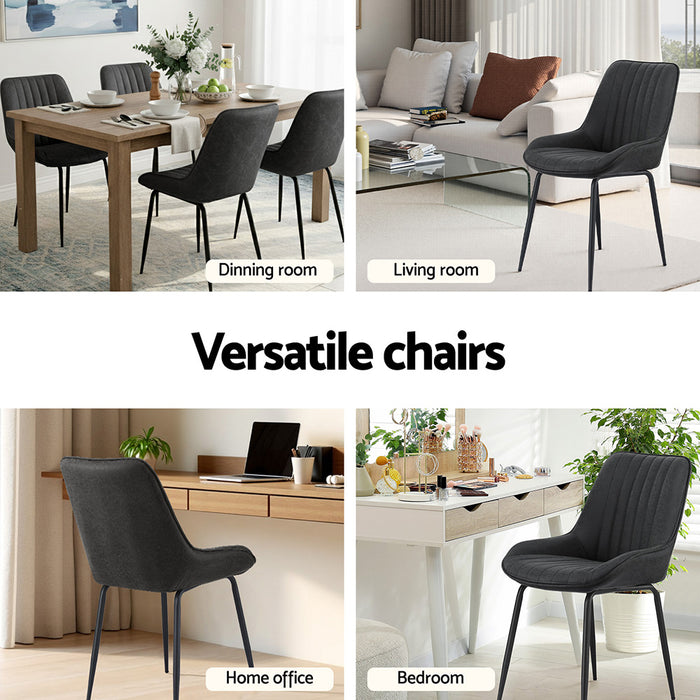 Artiss 2x Dining Chairs Retro PU Leather Kitchen Lounge Cafe Accent Chair Black