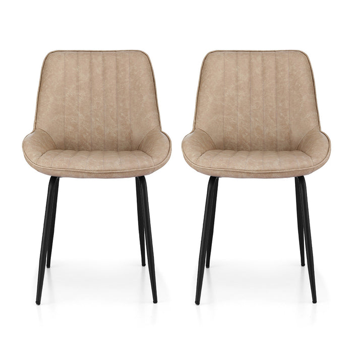 Artiss 2x Dining Chairs Retro PU Leather Kitchen Lounge Cafe Accent Chair Khaki
