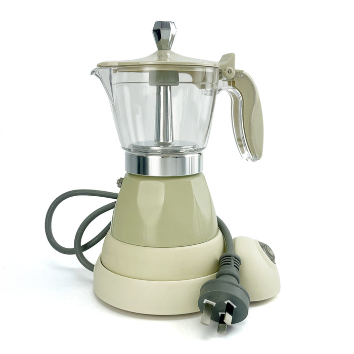 Electric Espresso Moka Coffee Maker 3cups Italian Classic - Cream AUSTOCK
