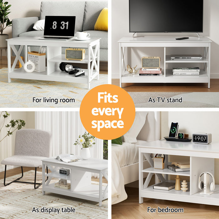 Artiss Coffee Table Storage Shelf White