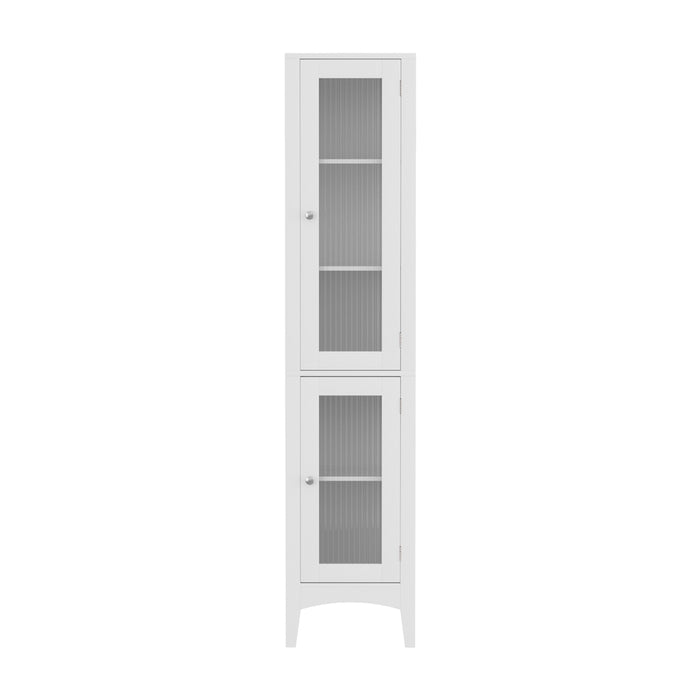 Artiss Bathroom Storage Cabinet 160cm Tall Slim Floor Cupboard Toilet Glass Door White