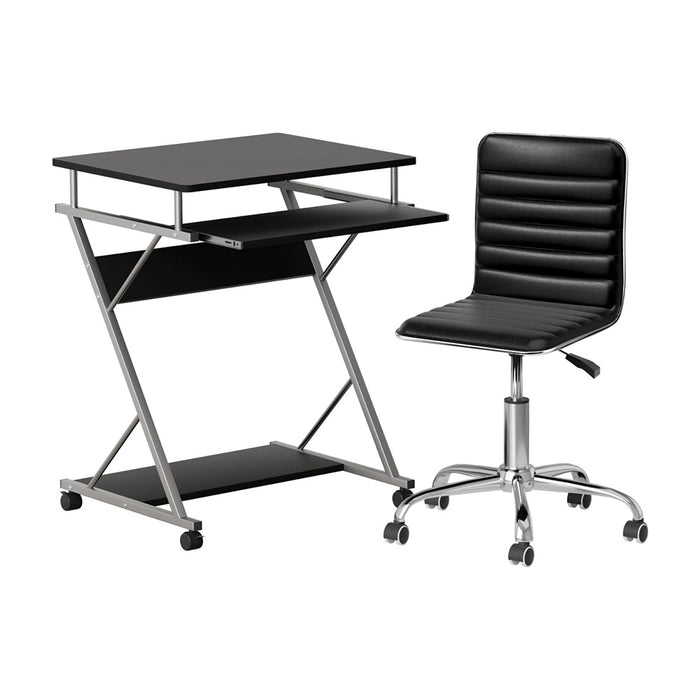 Artiss Computer Desk Office Chair Set Desks with Keyboard Shelf Try Black