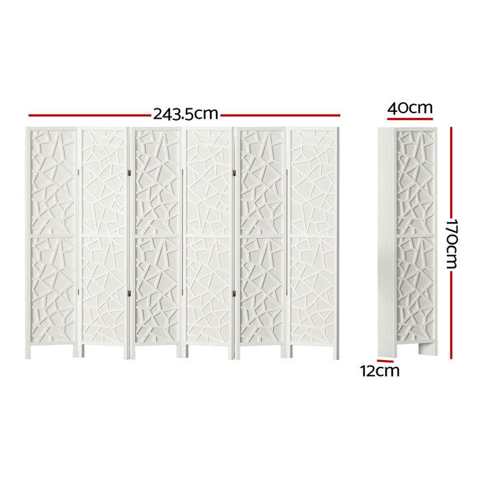 Artiss 6 Panel Room Divider Screen 244x170cm Clover White
