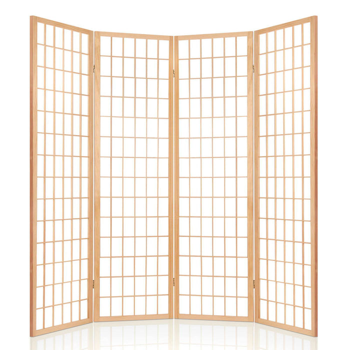 Artiss 4 Panel Room Divider Screen 174x179cm Natural