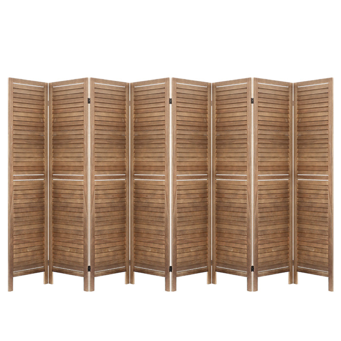 Artiss 8 Panel Room Divider Screen 326x170cm Louver Oak