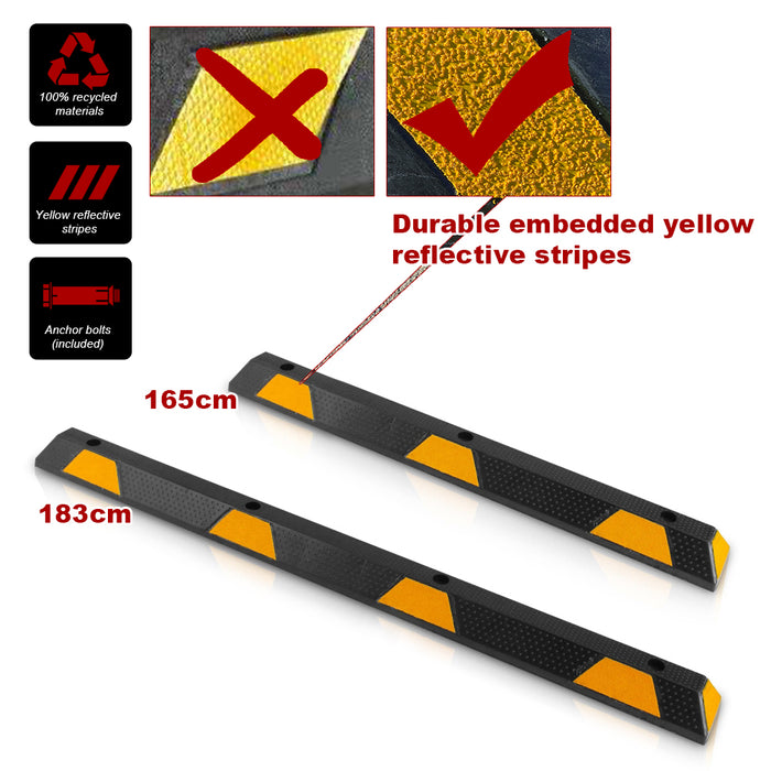 Rubber Wheel Stops Parking Guide Blocks 165/183cm  Wheel Driveway Stopper AU