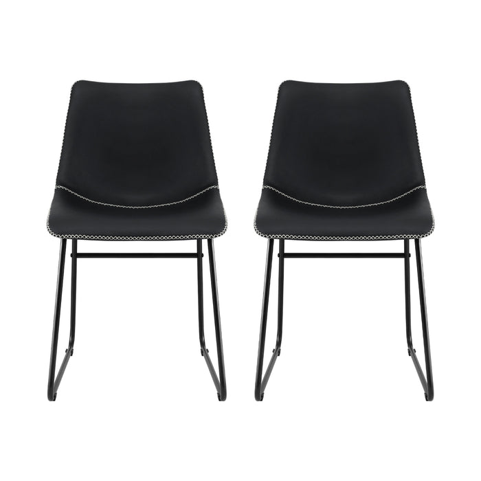 Artiss 2x Dining Chairs Retro PU Leather Kitchen Lounge Cafe Accent Chair Black