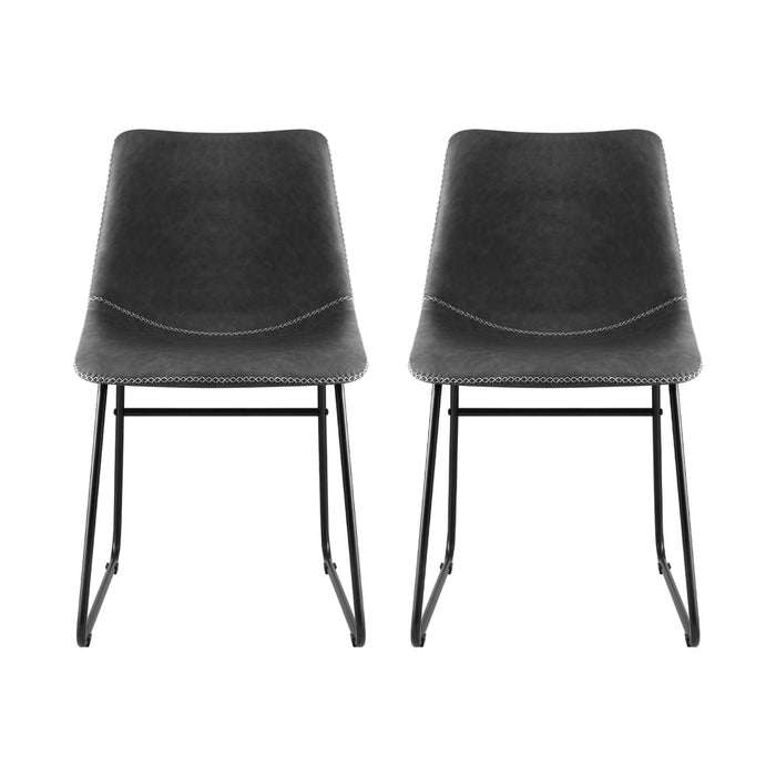 Artiss 2x Dining Chairs Retro PU Leather Kitchen Lounge Cafe Accent Chair Grey