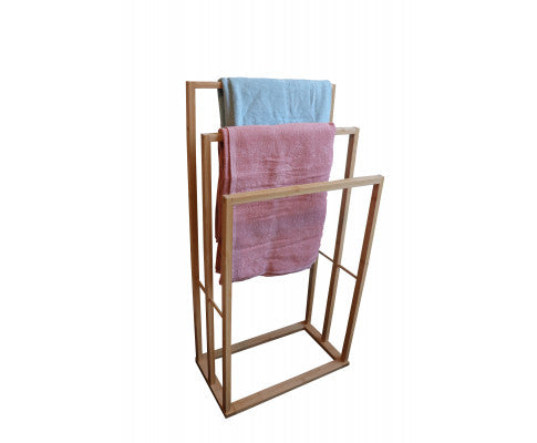 Bamboo Towel Bar Holder Rack 3-Tier Freestanding for Bathroom and Bedroom