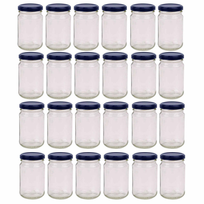24x 375ml Flint Glass Jars + Twist Lids - Round Food Storage Preserving Jar