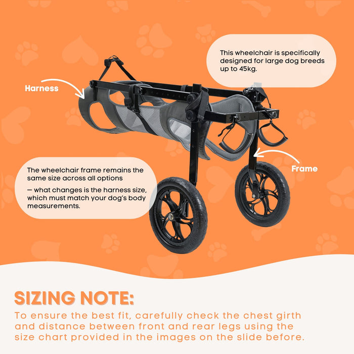 Rooster Farms Large Dog Wheelchair XXL Harness - Adjustable Back Leg Aid