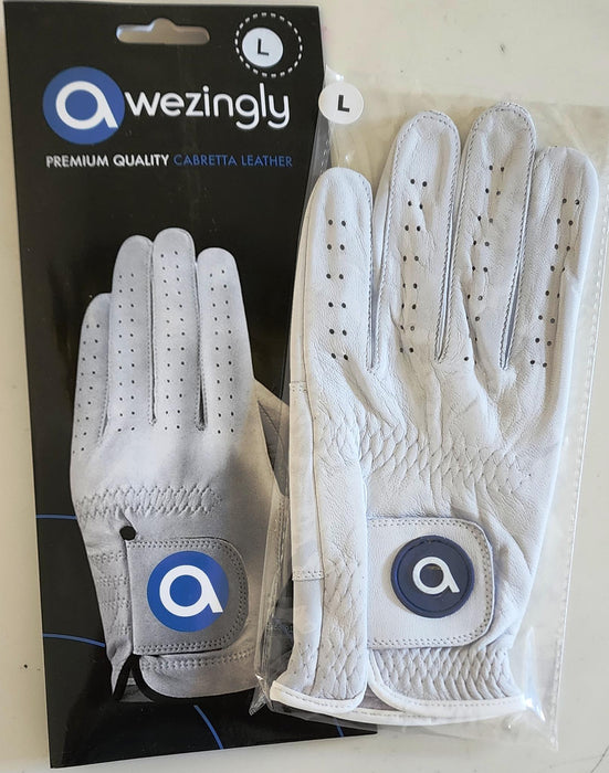Awezingly Premium Quality Cabretta Leather Golf Glove for Men - White (XL)