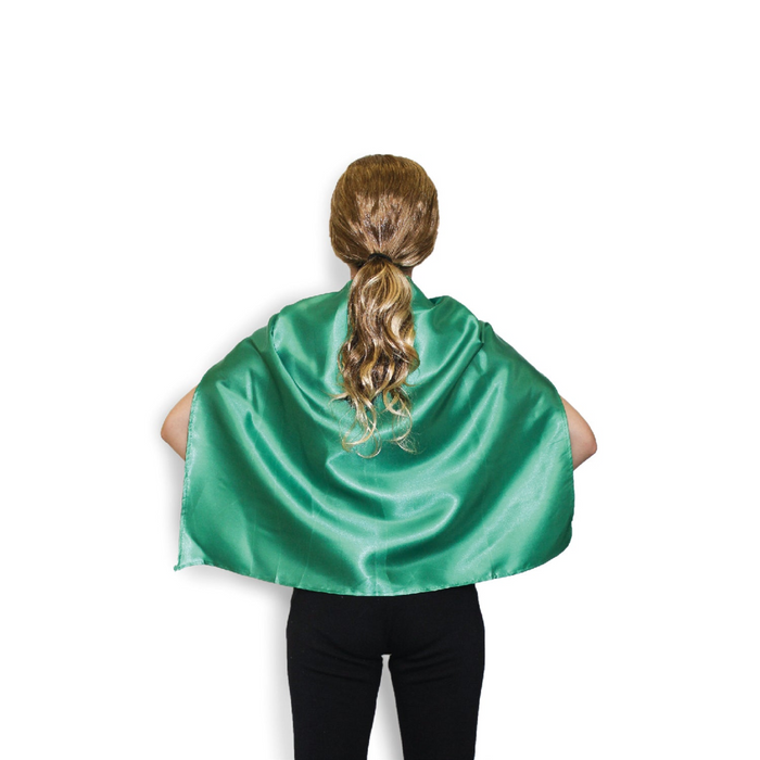 SHORT CAPE Kids Childrens Party Costume Vampire Coat School Team Colours - Green