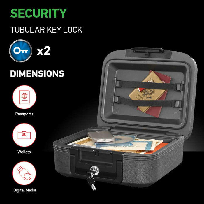SentrySafe Fire Water Resistant Security Box Protection Safe Chest 7.8/10.2L 2 Keys