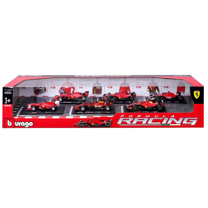 Burago 1:43 Formula Racing Die Cast With Plastic Part 6 Pack Ferrari Car Model