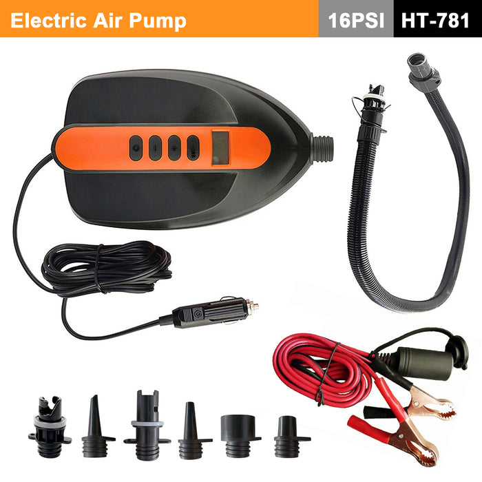 High Pressure SUP Electric Air Pump 12V DC Paddle Board 16/20PSI Auto-Off HT-781 / HT782 /HT-790(built-in 66.6Wh rechargeable battery)