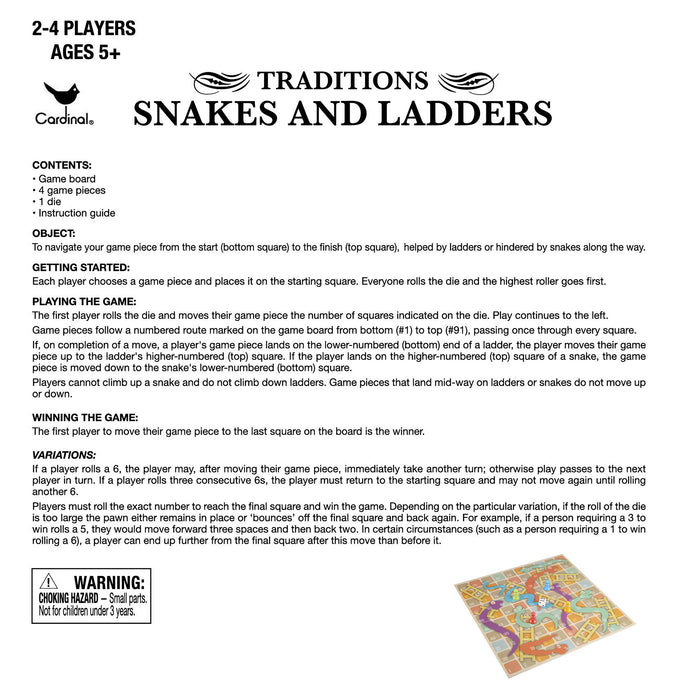 Snakes And Ladders Traditional Family Fun Board Game Strategy Toys Games Kids