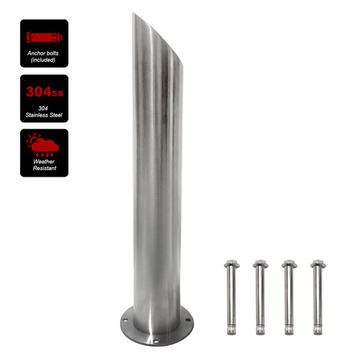 Stainless Steel Surface Mounted Bollard 90x⌀14cm Heavy-duty Carpark Barrier