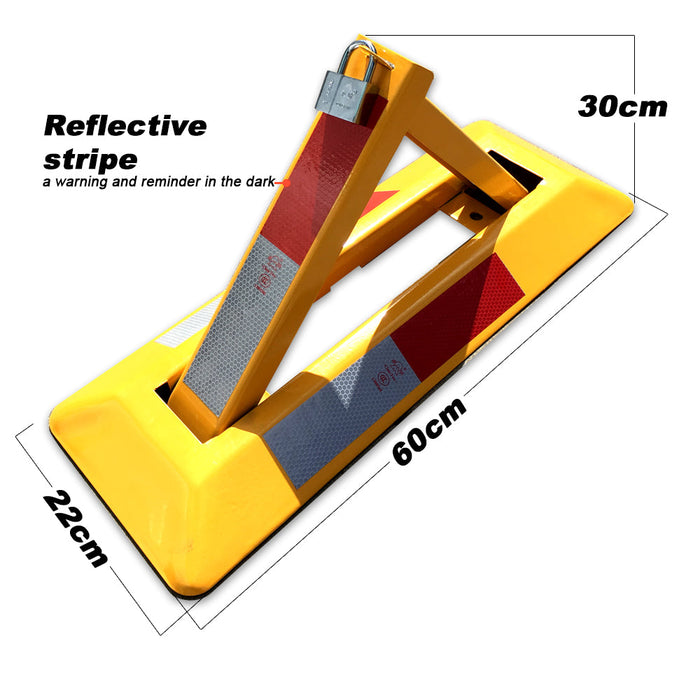 Fold Down Vehicle Parking Lock - Heavy-Duty Security Bollard - Anti-Theft Safety Barrier