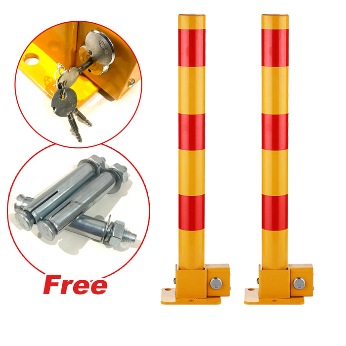 2X Red Fold Down Vehicle Security Car Parking Lock Safety Barrier Bollard Locker Barrier