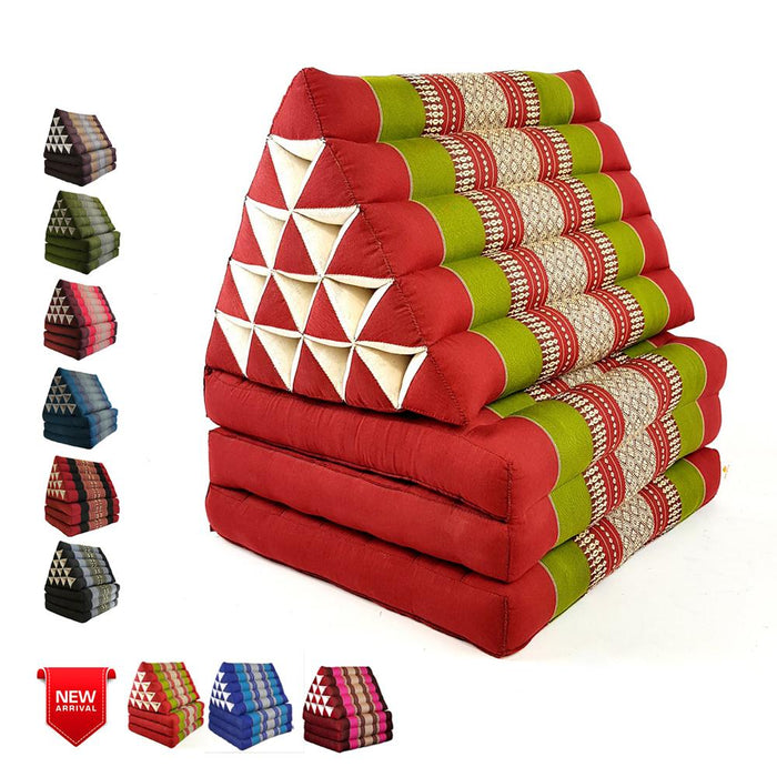 Red & Green Jumbo Thai 3 FOLDS Triangle Pillow Mattress Cushion Outdoor DayBed 9 Different Patterns