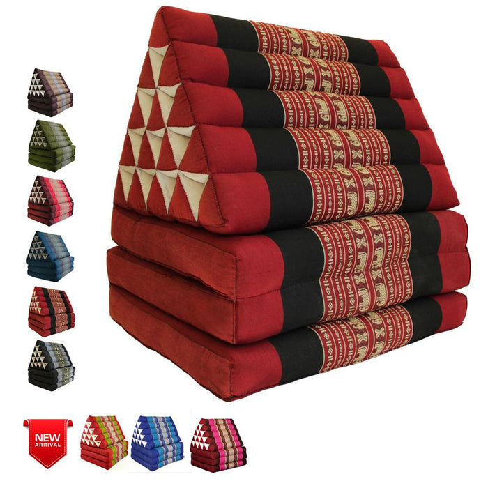 Red Elephant Jumbo Thai 3 FOLDS Triangle Pillow Mattress Cushion Outdoor DayBed 9 Different Patterns