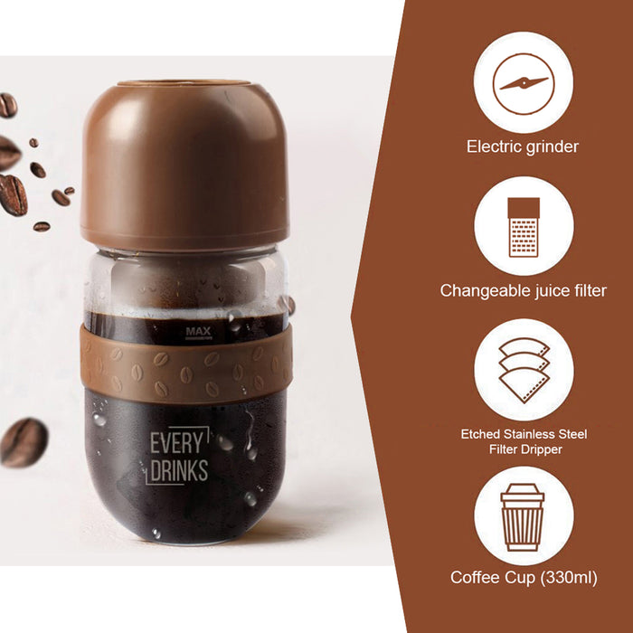 CHRISTMAS Sales & Deals All in1 Anywhere Portable Drip Pour Over Coffee Maker + Electric Grinder + Juice Blender Anywhere Freshly Ground Coffee