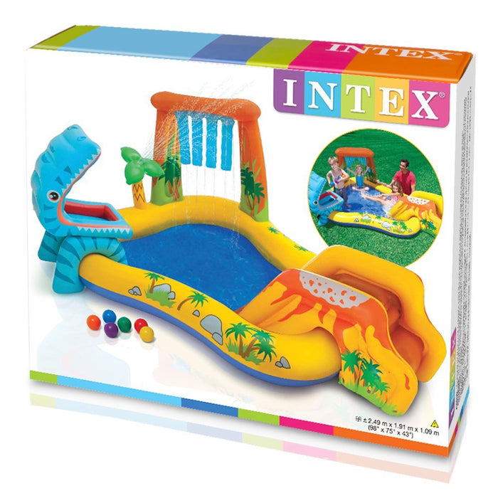 INTEX Dinosaur Inflatable Pool Slide Water Fun Play Centre 2.49m x 1.91m