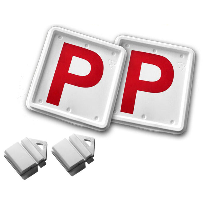 2 Pcs Clip It On Plate With 2 P/L Licence Plate Set (Green P/ Green P 100 / Red P / Red P 90 / L / L90)
