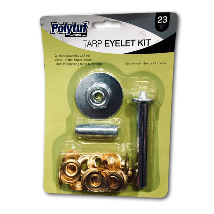 2X Polytuf 3pcs Tarp Eyelet Punch Set + 20x10mm Brass Eyelet Tarps Repairing