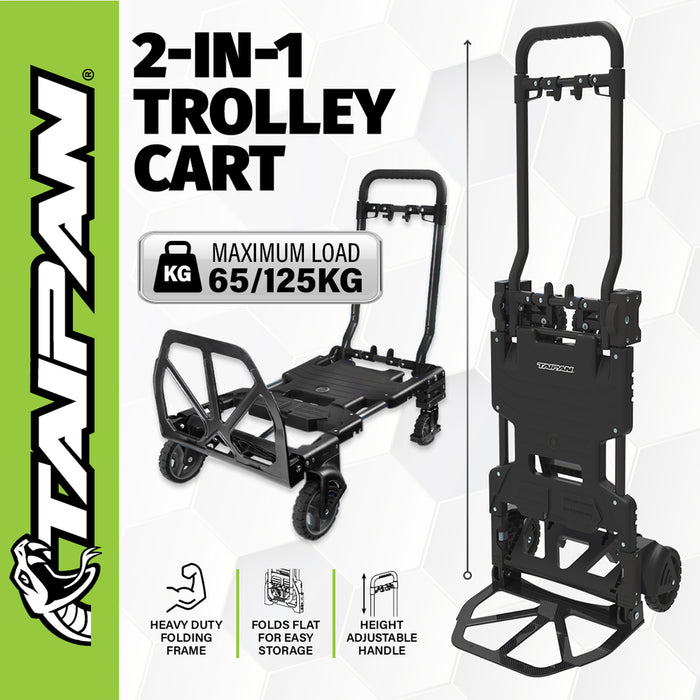 Taipan Cart Foldable Adjustable Trolley Aluminium 2-In-1 Design 65-125KG AU