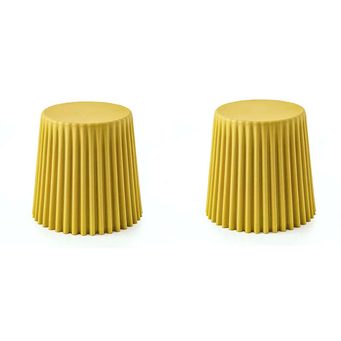 Set of 2 Cupcake Stool Plastic Stacking Stools Chair Outdoor Indoor Commercial Yellow