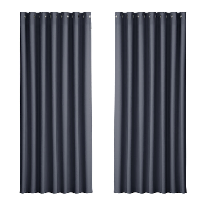 Artiss 2X Blockout Curtains Eyelet 240x230cm Charcoal