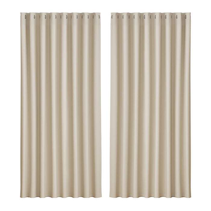 Artiss 2X Blockout Curtains Eyelet 300x230cm Beige