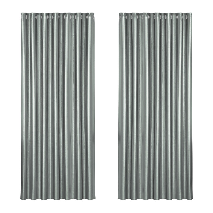 Artiss 2X Blockout Curtains Eyelet 240x230cm Grey Shine
