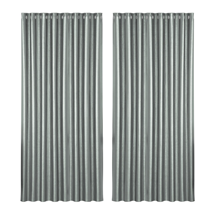 Artiss 2X Blockout Curtains Eyelet 300x230cm Grey Shine