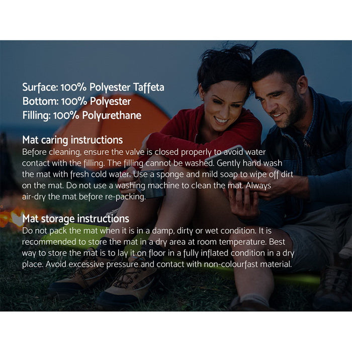 Self Inflating Mattress Weisshorn Air Bed Pad Camping Sleeping Mat Double Green