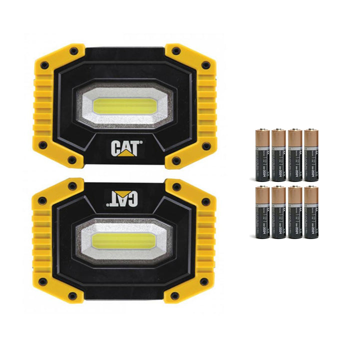 CAT LED Work Light 2 Pk Magnetic Rotating Handle 500 Lumens 8X AA Alkaline Batteries Included