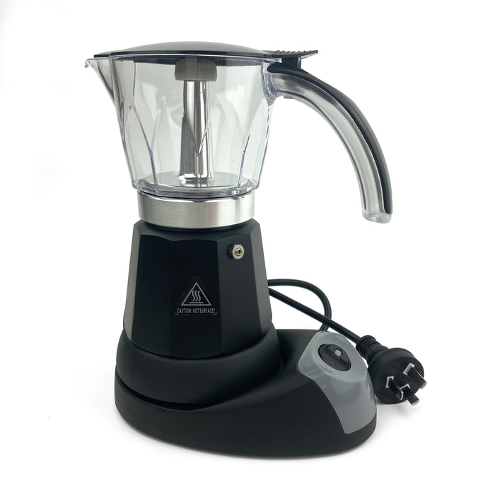 Black Electric Moka Coffee Maker Espresso Machine Italian Classic 6Cups Auto Power
