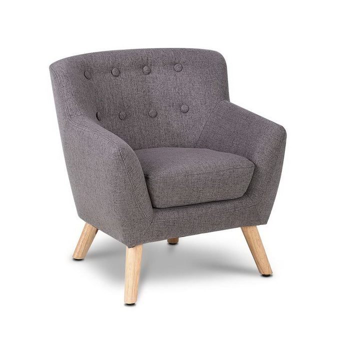 Kids Sofa Armchair French Couch Linen Lounge Nordic Children Room- Grey