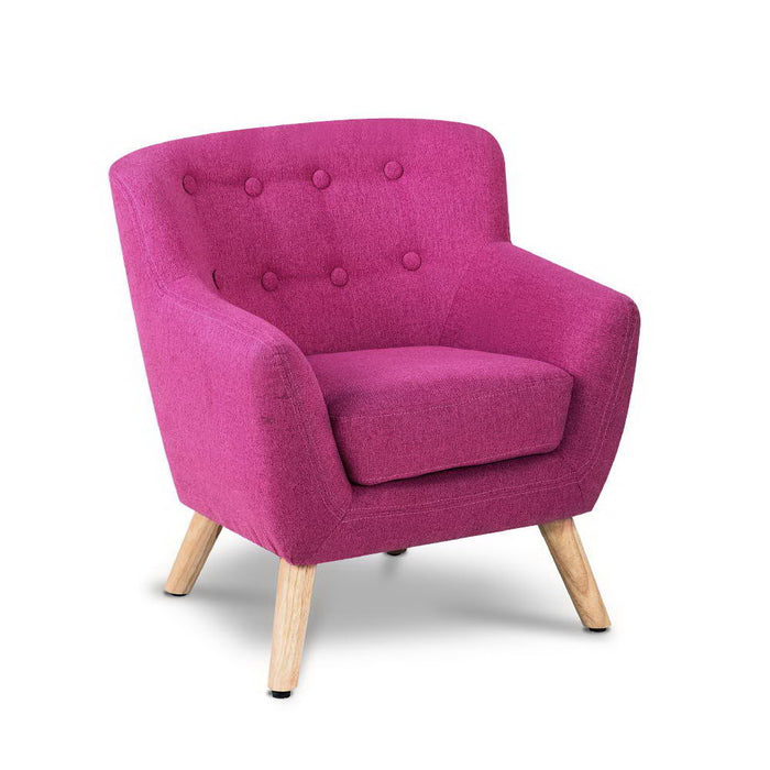 Kids Sofa Armchair French Couch Linen Lounge Nordic Children Room-Pink