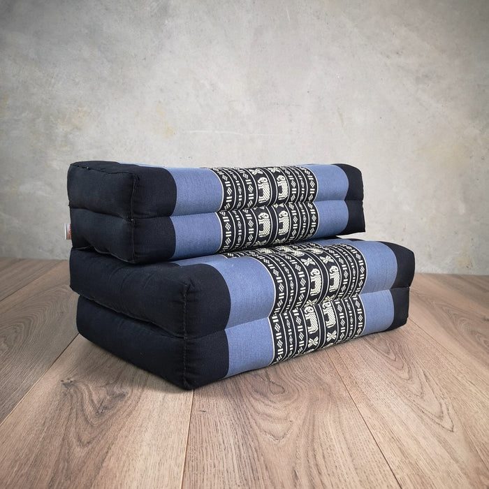 Thai Blue Elephant Fold Out Cushion Yoga Mat Thai 3-Fold Zafu Meditation Cushion 100% Kapok