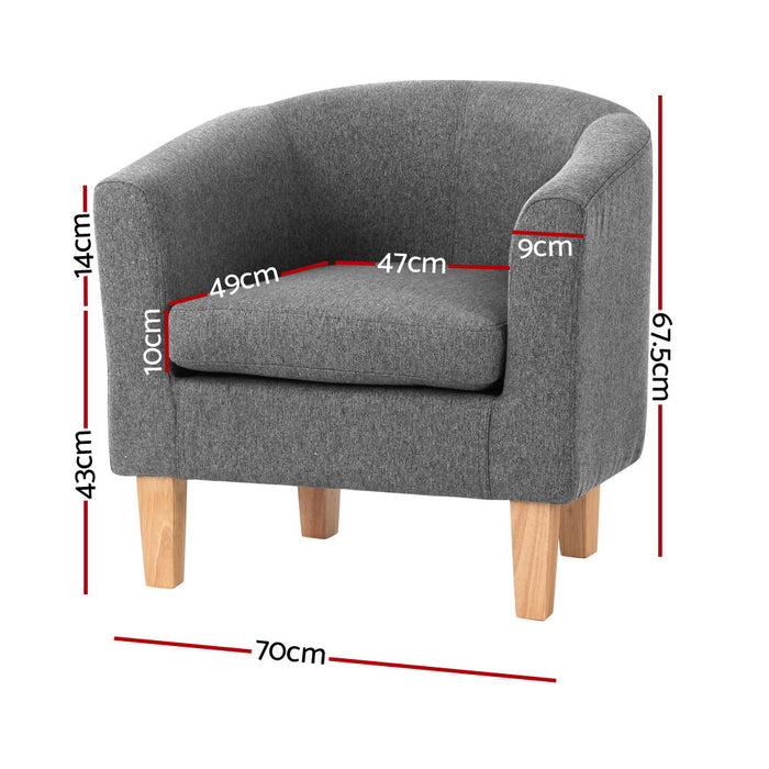 Artiss Abby Fabric Armchair - Grey Stylish Grey Armchair for Comfort