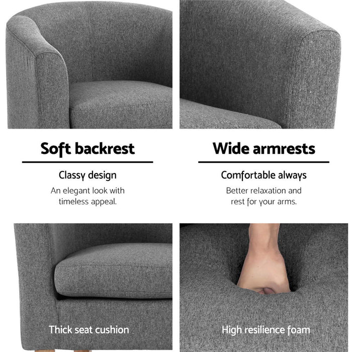 Artiss Abby Fabric Armchair - Grey Stylish Grey Armchair for Comfort