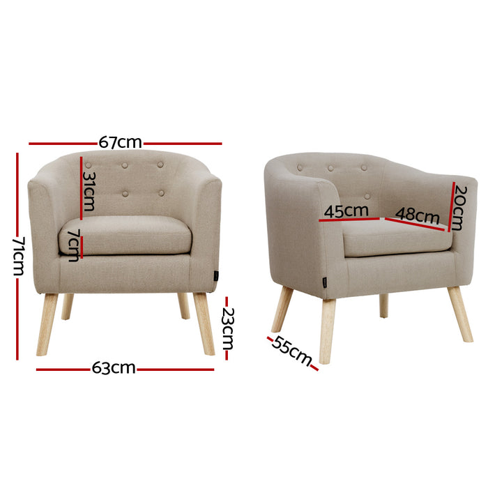 Artiss Armchair Tub Chair Beige Adora